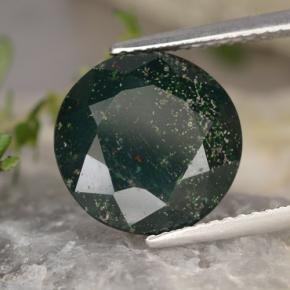 Heliotropo verde natural de 5,41 ct, corte redondo, opaco