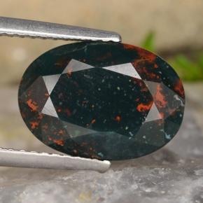 Heliotropo verde natural de 3,62 ct, corte óvalo, opaco