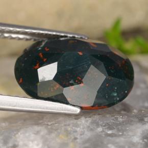 Heliotropo verde natural de 3,62 ct, corte óvalo, opaco