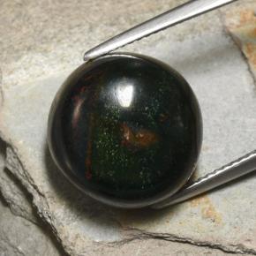 Heliotropo verde natural de 15,88 ct, corte redondo, opaco