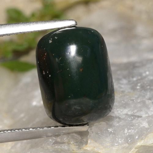 Sanguinaria Verde oscuro natural de 4.37 ct, Corte Cojín, Opaco