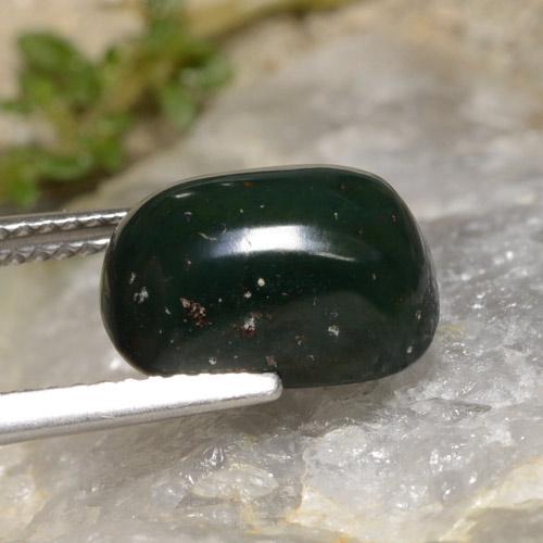 Sanguinaria Verde oscuro natural de 4.37 ct, Corte Cojín, Opaco