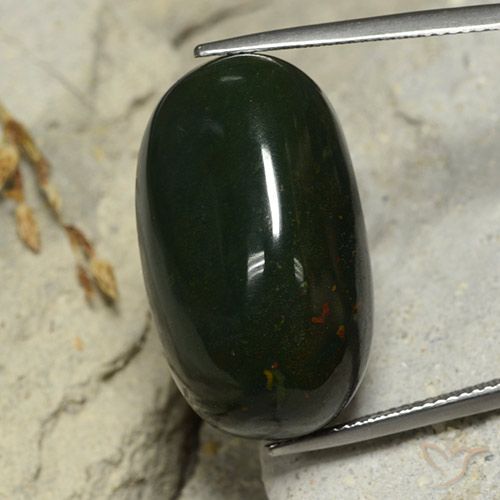 34.74ct Natural Verde oscuro Sanguinaria, Ovalada, Opaco