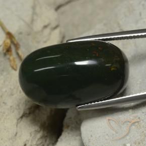 Sanguinaria Verde oscuro natural de 34.74 ct, Ovalada, Opaco