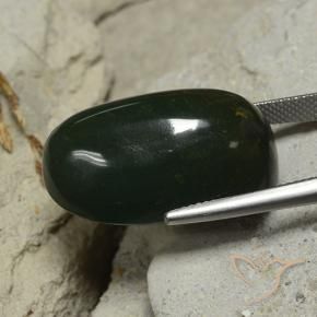 Sanguinaria Verde oscuro natural de 34.74 ct, Ovalada, Opaco