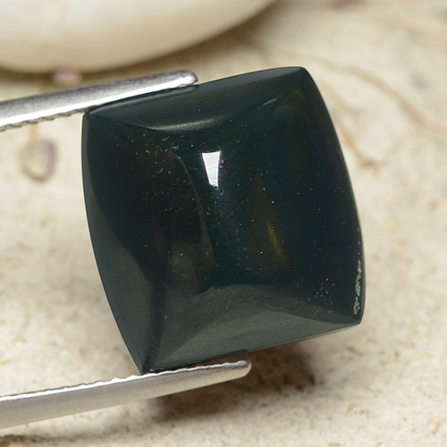 Sanguinaria Verde multicolor natural de 13.96 ct, Corte Cojín, Opaco