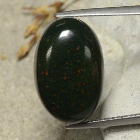 Heliotropo verde natural de 17,32 ct, corte óvalo, opaco