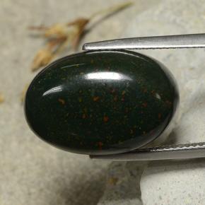Heliotropo verde natural de 17,32 ct, corte óvalo, opaco