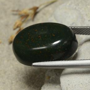 Heliotropo verde natural de 17,32 ct, corte óvalo, opaco