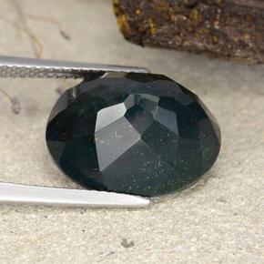 Sanguinaria Verde multicolor natural de 9.75 ct, Corte Óvalo, Opaco