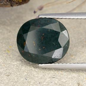Heliotropo verde natural de 6,33 ct, corte óvalo, opaco