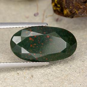 Heliotropo verde natural de 12,15 ct, corte óvalo, opaco