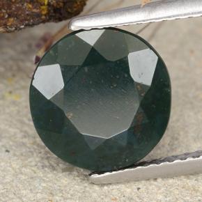 Heliotropo verde natural de 3,86 ct, corte redondo, opaco