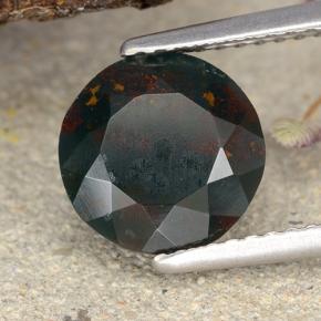 Heliotropo verde natural de 2,21 ct, corte redondo, opaco