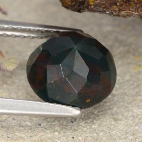 Heliotropo verde natural de 2,21 ct, corte redondo, opaco