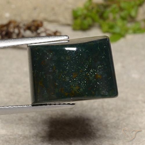 Sanguinaria Verde oscuro natural de 22.60 ct, Corte Baguette, Opaco