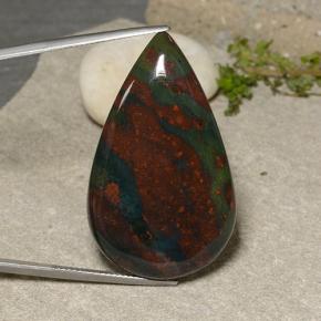Heliotropo multicolor natural de 50,66 ct, en forma de pera, opaco