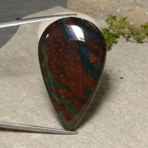 Heliotropo multicolor natural de 50,66 ct, en forma de pera, opaco