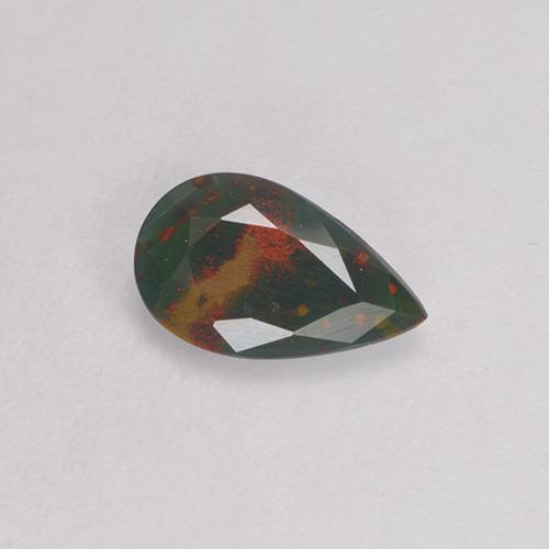 Heliotropo verde natural de 0,40 ct, en forma de pera, opaco