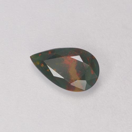 Heliotropo verde natural de 0,40 ct, en forma de pera, opaco