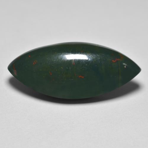 Heliotropo verde natural de 12,74 ct, marquesa, opaco