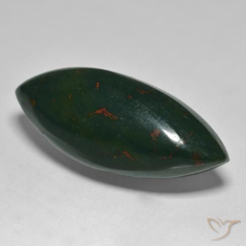 Heliotropo verde oscuro natural de 15,61 ct, marquesa, opaco