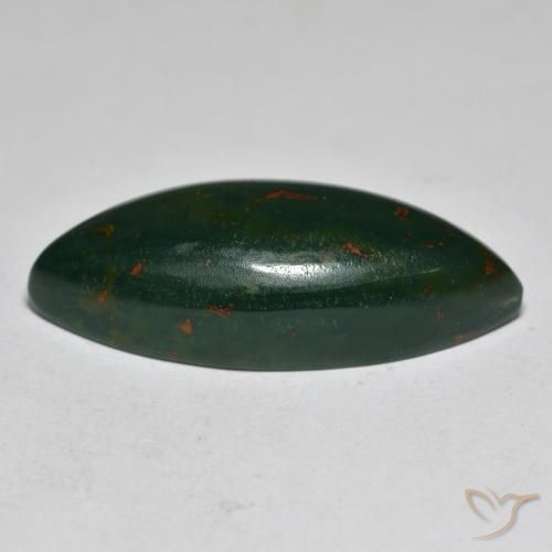 Heliotropo verde oscuro natural de 15,61 ct, marquesa, opaco