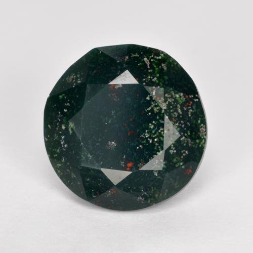 Sanguinaria Verde oscuro natural de 5.05 ct, Corte Redondo, Opaco