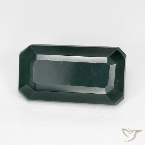 Sanguinaria Verde oscuro natural de 6.54 ct, Corte Octágono / Esmeralda, Opaco