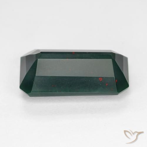 Sanguinaria Verde oscuro natural de 6.54 ct, Corte Octágono / Esmeralda, Opaco