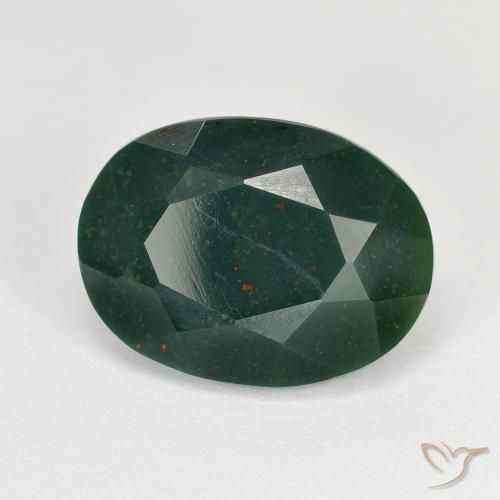 Sanguinaria Verde oscuro natural de 8.39 ct, Ovalada, Opaco