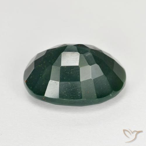Sanguinaria Verde oscuro natural de 8.39 ct, Ovalada, Opaco