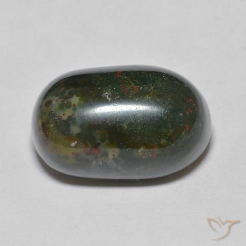 Sanguinaria Verde oscuro natural de 10.90 ct, Ovalada, Opaco