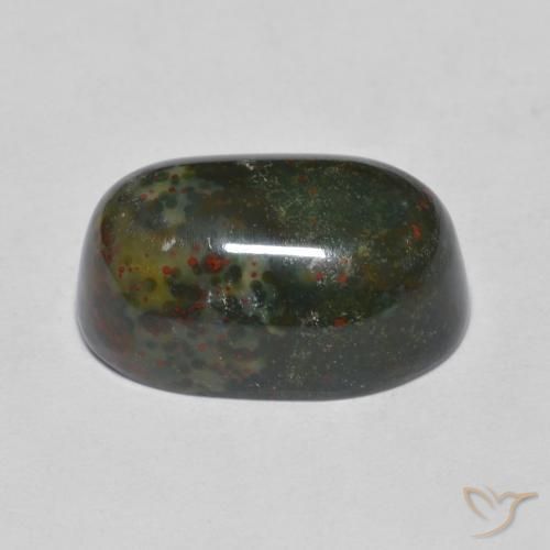 Sanguinaria Verde oscuro natural de 10.90 ct, Ovalada, Opaco