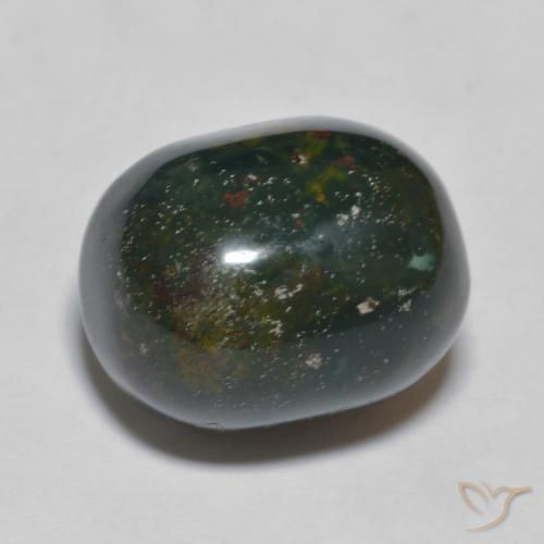 Sanguinaria Verde bosque natural de 15.81 ct, Ovalada, Opaco