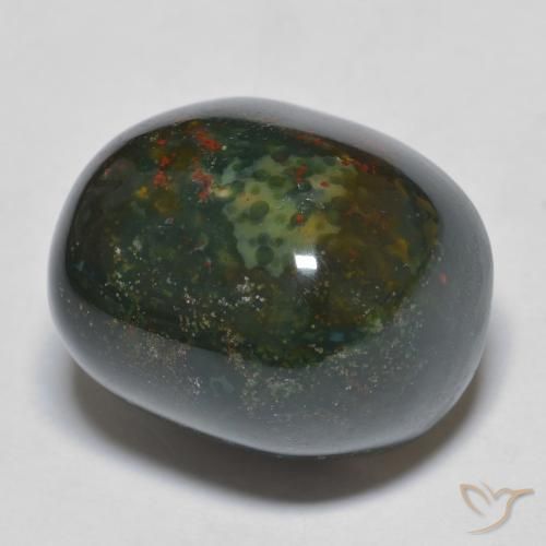 Sanguinaria Verde y rojo natural de 21.64 ct, Ovalada, Opaco