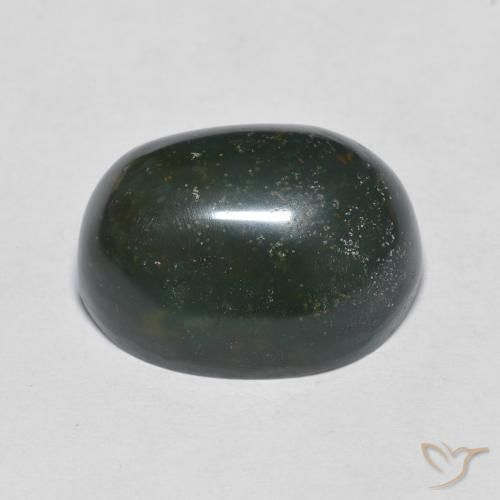 Sanguinaria Verde oscuro natural de 12.54 ct, Ovalada, Opaco