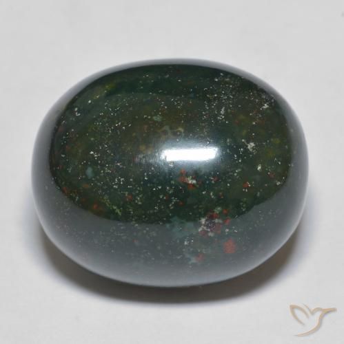 Sanguinaria Verde oscuro natural de 24.76 ct, Ovalada, Opaco