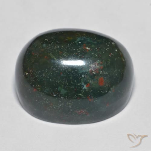 Sanguinaria Verde oscuro natural de 24.76 ct, Ovalada, Opaco