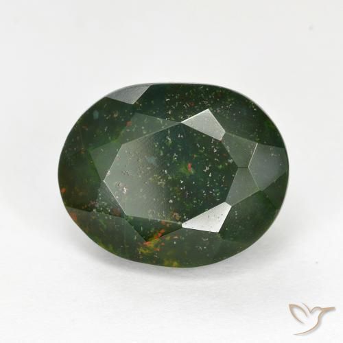 Sanguinaria Verde bosque natural de 6.95 ct, Ovalada, Opaco