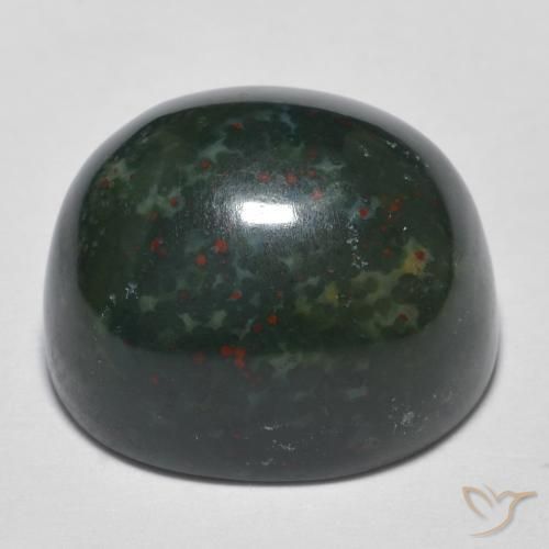 Sanguinaria Verde bosque natural de 15.30 ct, Ovalada, Opaco