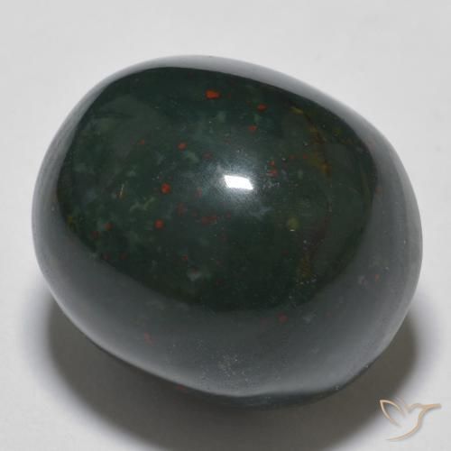 Sanguinaria Verde oscuro natural de 19.31 ct, Ovalada, Opaco
