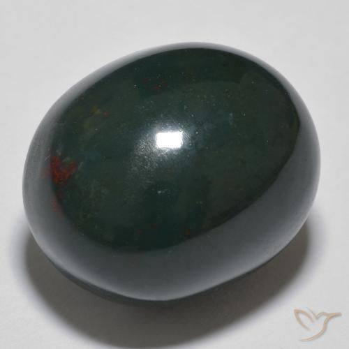 Sanguinaria Verde oscuro natural de 19.10 ct, Ovalada, Opaco