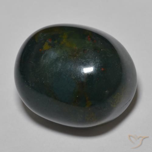 Sanguinaria Verde oscuro medio natural de 30.34 ct, Ovalada, Opaco