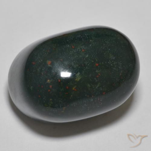 Sanguinaria Verde oscuro medio natural de 37.19 ct, Ovalada, Opaco