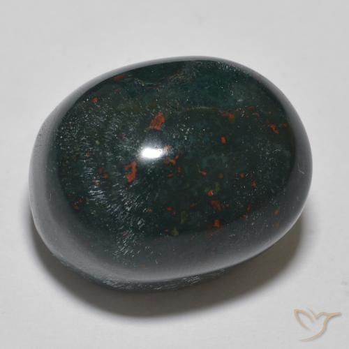 Sanguinaria Verde oscuro medio natural de 26.03 ct, Ovalada, Opaco