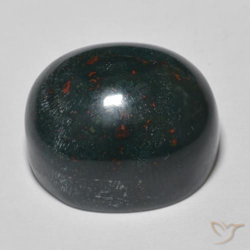 Sanguinaria Verde oscuro medio natural de 26.03 ct, Ovalada, Opaco