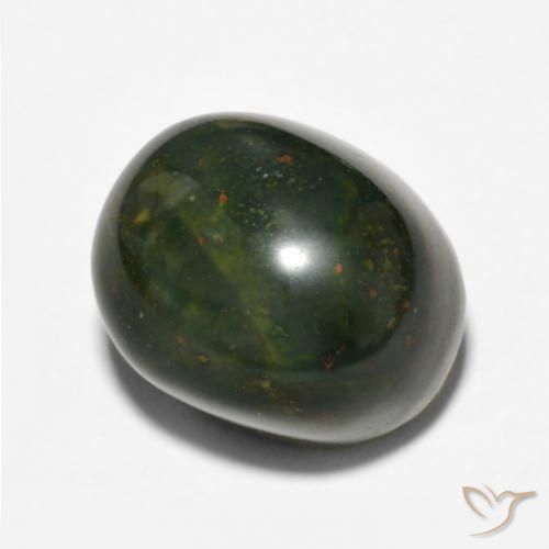 Sanguinaria Verde medio natural de 13.69 ct, Ovalada, Opaco