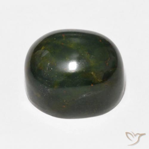 Sanguinaria Verde medio natural de 13.69 ct, Ovalada, Opaco