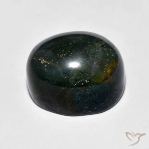 Sanguinaria Verde oscuro natural de 12.81 ct, Ovalada, Opaco